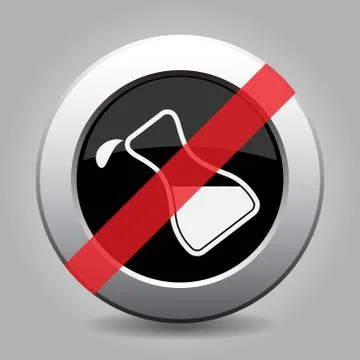 Metal button - white flask with a drop banned icon Illustrazione stock