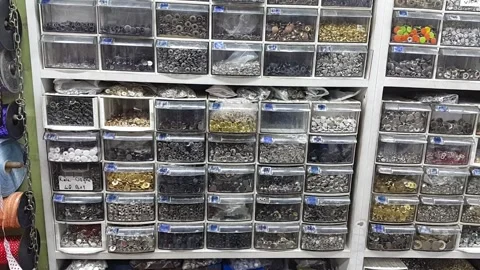 Metal buttons and containers Stock Footage 146300494
