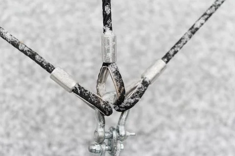 Metal cable link with ground base Stock Photos