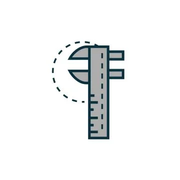 Metal caliper precision work tools engineering icon Stock Illustration