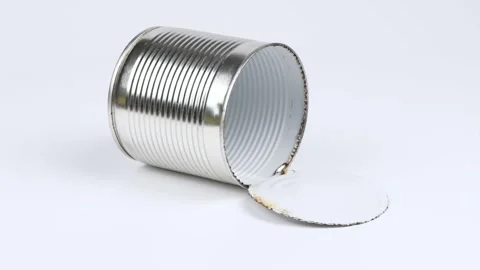 A metal can, on a white background. Side view. Stock Footage 245073251