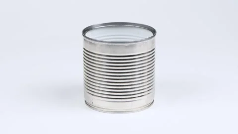 A metal can, on a white background. Side view. Loop motion. Stock Footage 245073635