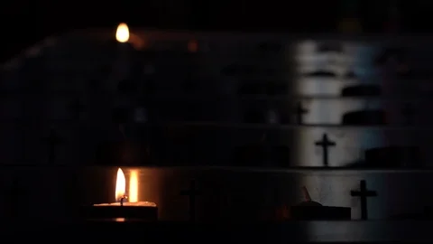 Metal candlestick with cross pattern. Stock Footage 100542690