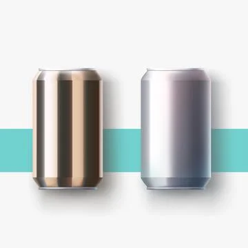 Metal cans lying on surface with shadow Stock Illustration