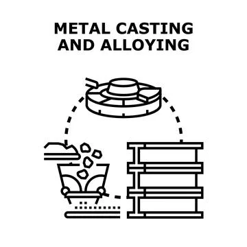 Metal casting and alloying process developing industry production Stock Illustration
