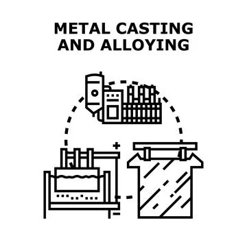 Metal casting and alloying producing industrial materials Stock Illustration