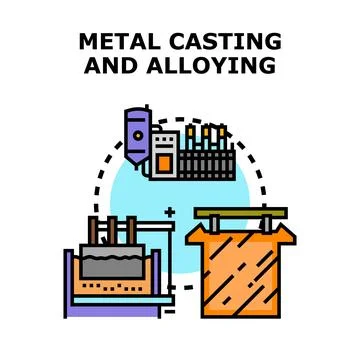 Metal casting and alloying producing industrial materials Stock Illustration