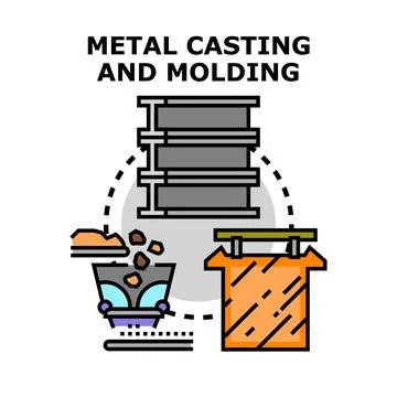 Metal casting and molding process vector concept Stock Illustration