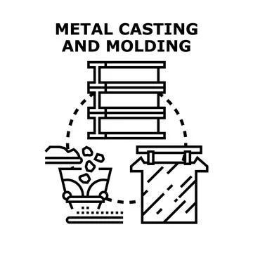 Metal casting and molding process vector concept Stock Illustration