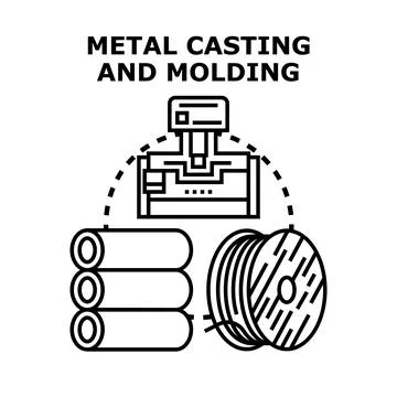 Metal casting and molding process icon drawing Stock Illustration