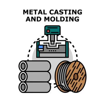 Metal casting and molding process icon drawing Stock Illustration