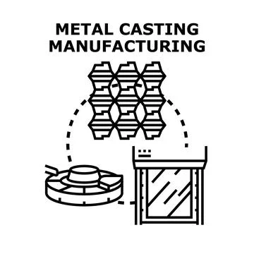 Metal casting manufacturing process developing new products Stock Illustration