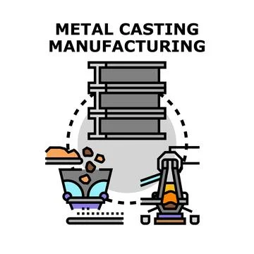 Metal casting manufacturing process producing industrial components Stock Illustration