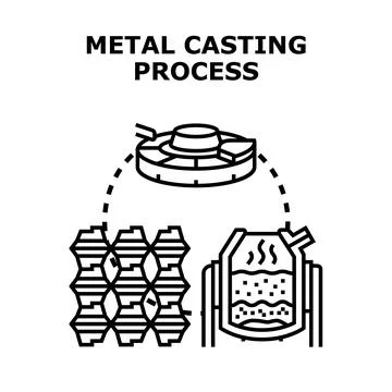 Metal casting process industry production forming material Stock Illustration