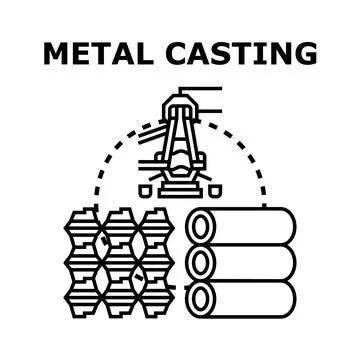 Metal casting production process creating materials and products Stock Illustration