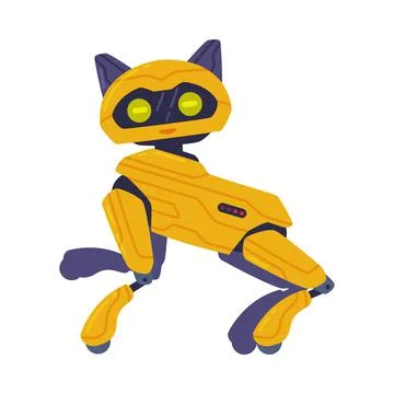 Metal Cat Robot Machine with Limbs for Labor Automation Vector Illustration 스톡 일러스트
