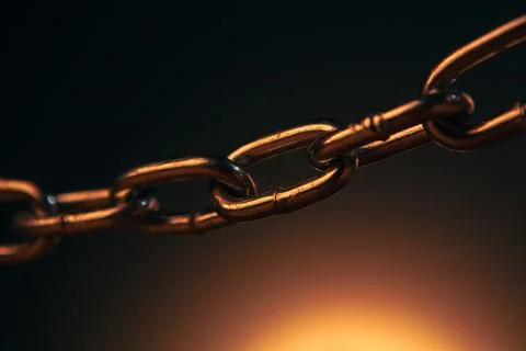 Metal chain with chains on dark background Stock Photos