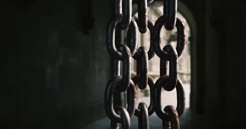 Metal chain hanging Stock Footage 131606439