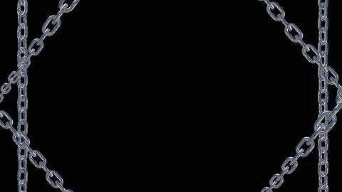 Metal chain link connection loop animation Stock Footage 153952203
