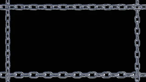 Metal chain link connection loop animation Stock Footage 153952425