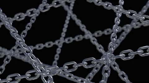 Metal chain link connection loop animation Stock Footage 153952451