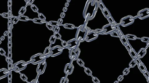 Metal chain link connection loop animation Stock Footage 153952466