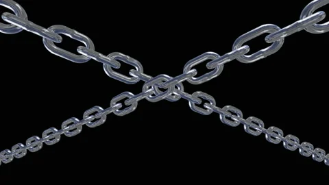 Metal chain link connection loop animation Stock Footage 153953397
