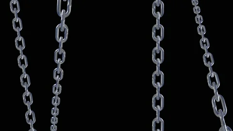 Metal chain link connection loop animation Stock Footage 154148917