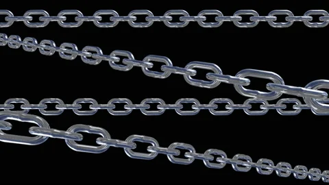 Metal chain link connection loop animation Stock Footage 154149116