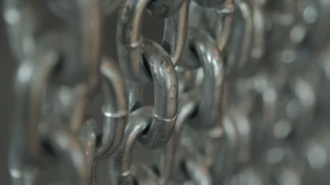 Metal chain links.Decorative element.Design element. Close up shot Stock Footage 90084216