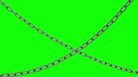 Metal chain overlaps the screen, hanging and swinging Stock Footage 333709469