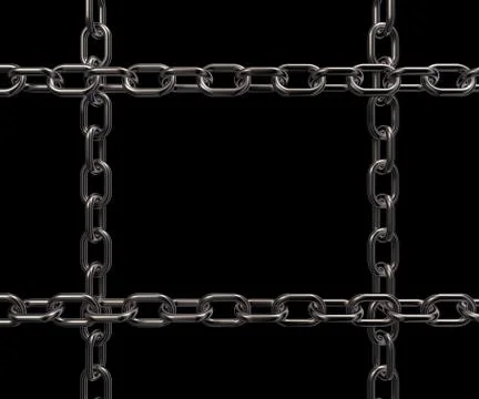 Metal chains on black background - 3d illustration イラスト素材