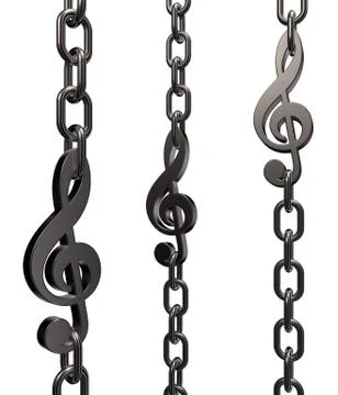 Metal chains with clef on white background - 3d illustration Stock Illustration