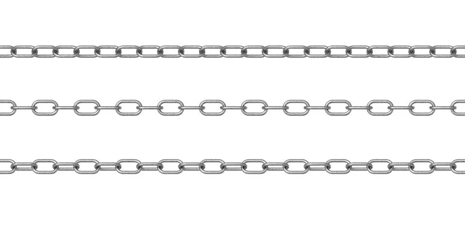 Metal chains in different rotation isolated on white background Stock Illustration