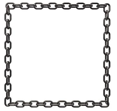 Metal chains frame border on white background - 3d illustration Illustrazione stock