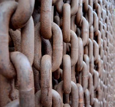 Metal chains, vertical Foto stock