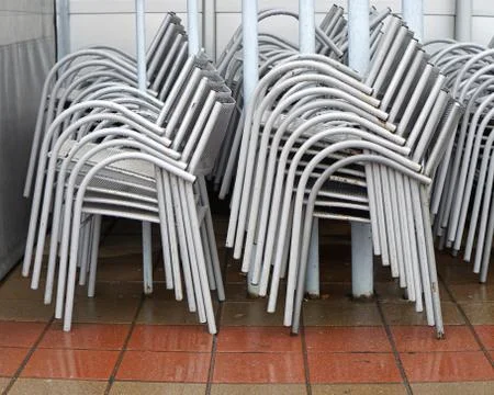 Metal chairs stack Stock Photos