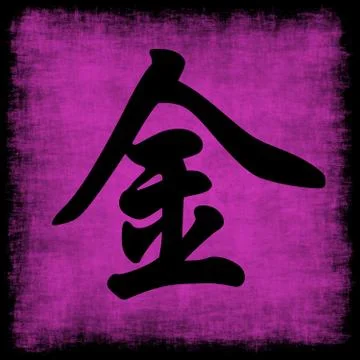 Metal chinese calligraphy five elements 스톡 일러스트