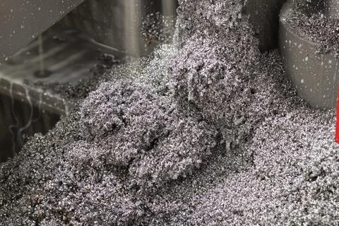 Metal chip from machining process using for raw material in melting process Stock Photos