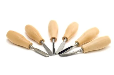 Metal chisel on white Foto stock