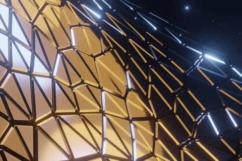 Metal chrome triangular polygons, space fantasy texture. Visualization 3D ren Illustrazione stock