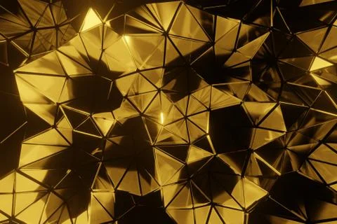 Metal chrome triangular polygons, space fantasy texture. Visualization 3D ren 스톡 사진