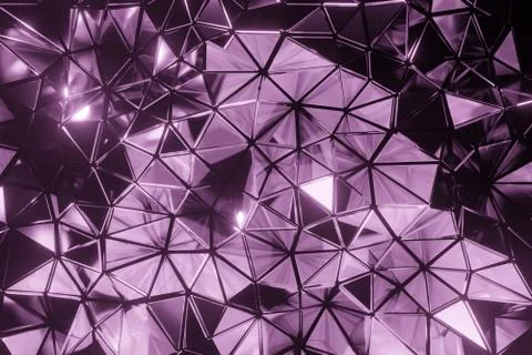 Metal chrome triangular polygons, space fantasy texture. Visualization 3D ren Stockfoto's