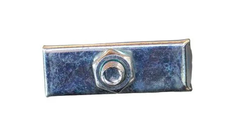 Metal clamp fastener component with nut and bolt Stock Photos