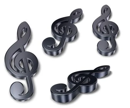Metal clefs on white background - 3d rendering Stock Illustration