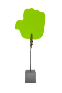 Metal clip holder with empty note Foto stock
