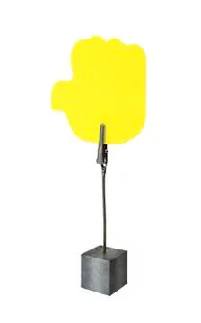 Metal clip holder with empty note Foto stock