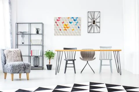 Metal clock on wall 스톡 사진