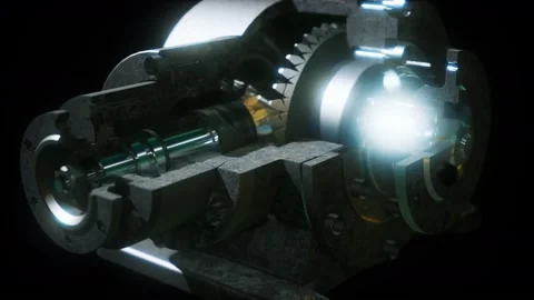 Metal closeup gear box Видео 165398832