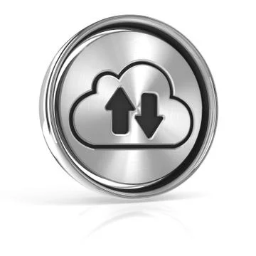 Metal cloud technology icon, 3d render Stock Illustration